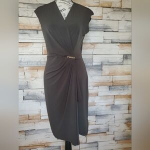 Michael Kors Elegant Dark Olive Green Draped Sleeveless Dress Size Small EUC